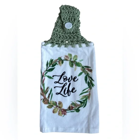 Hand Crafted Kitchen Hand Towels Crochet Hanging Colorful Floral Set - Picture 7 of 10